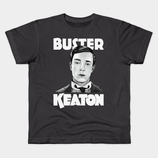 Buster Keaton Illustration Portrait by burro tees! Kids T-Shirt by burrotees